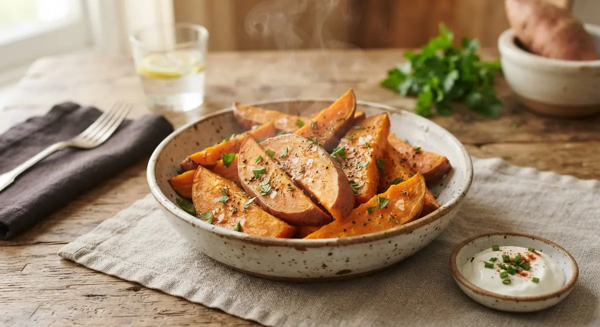 Steamed Sweet Potato Wedges